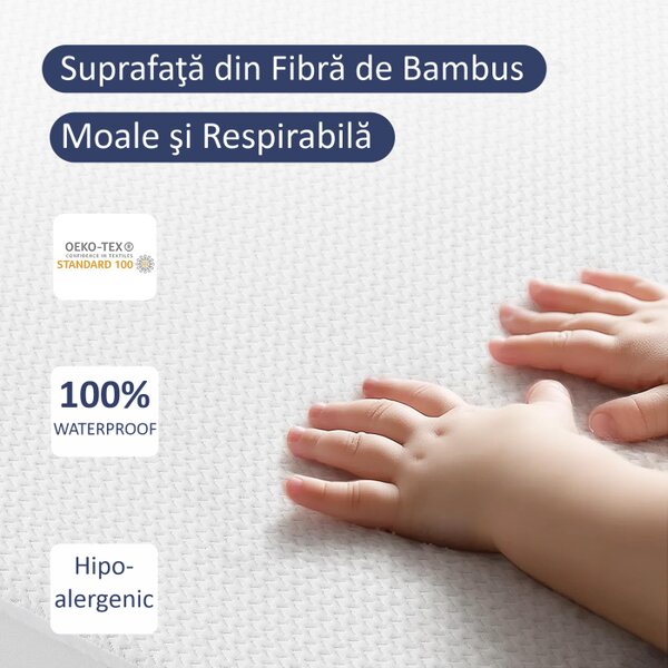 Husa protectie saltea impermeabila, Matlasata cu vascoza din Bambus
