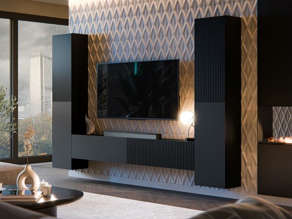 Set de living Species II, Negru, PAL laminat, MDF