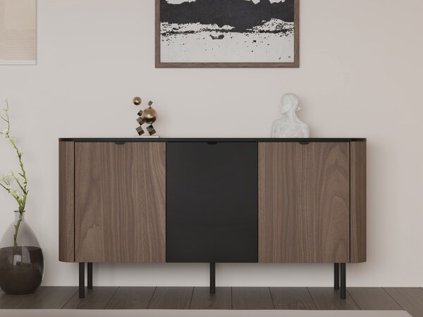 Bufet Epulos, Nuc, Negru, PAL laminat, MDF, 78x151x39cm, 46 kg