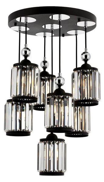 Candelabru suspendat pe cablu CRYSTALLINE 7xE27/40W/230V, negru