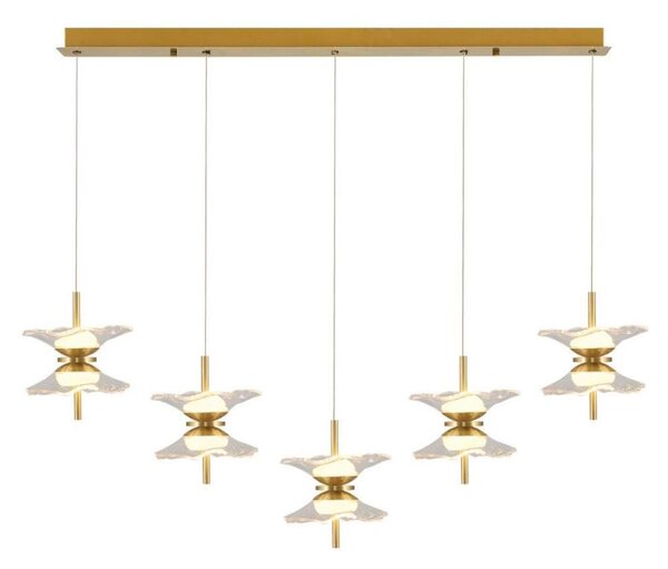 Lustră LED pe cablu BUTTERFLY, 10xLED/5W/230V, 3000K, auriu