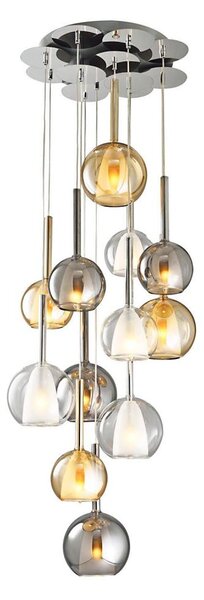 Lustră pe cablu MUSCAT 12xE14/40W/230V fumuriu/auriu/transparent