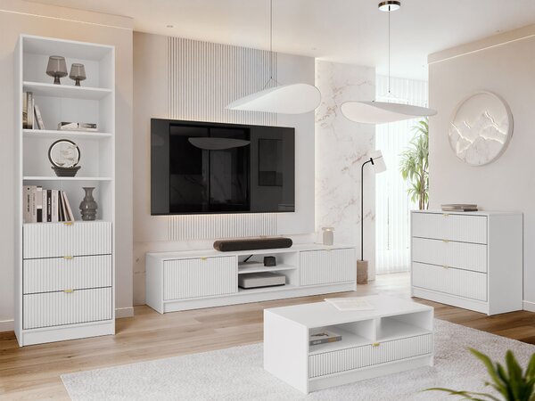Set de living Comfivo Papilio VII, Alb, PAL laminat, MDF