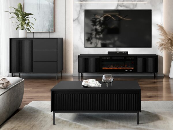 Set de living Comfivo Delruva IV, Negru, PAL laminat, MDF