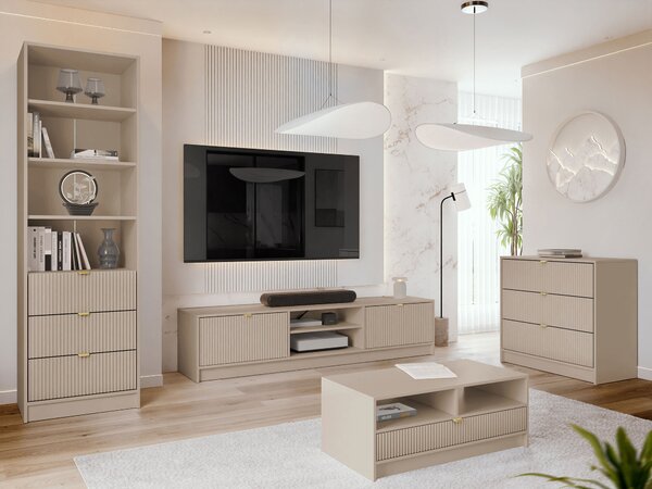 Set de living Comfivo Papilio VII, Bej, PAL laminat, MDF