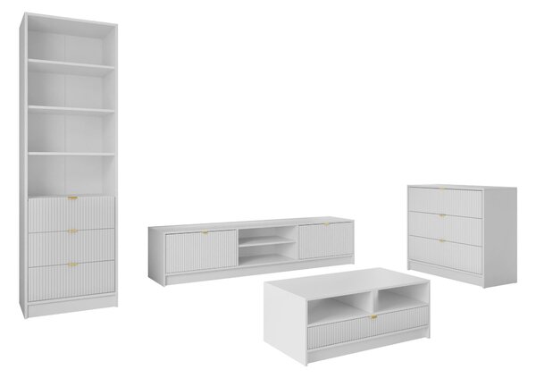 Set de living Comfivo Papilio VII, Alb, PAL laminat, MDF