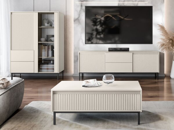 Set de living Comfivo Delruva V, Cașmir, PAL laminat, Sticlă călită, MDF
