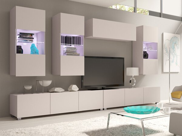 Set de living Remus V, Cașmir, Sticlă călită, PAL laminat, 130 kg