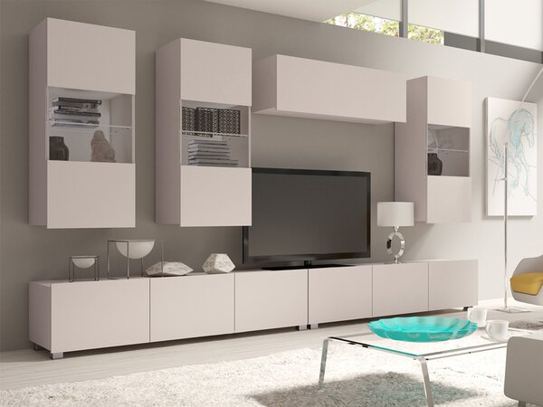 Set de living Remus V, Cașmir, Sticlă călită, PAL laminat, 130 kg