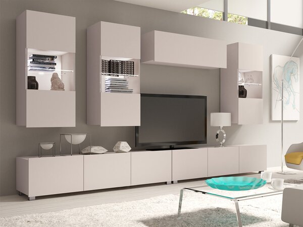 Set de living Remus V, Cașmir, Sticlă călită, PAL laminat, 130 kg