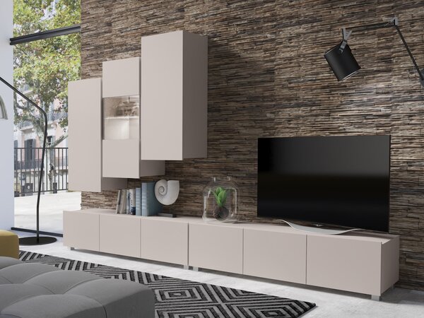 Set de living Remus XVII, Cașmir, Sticlă călită, PAL laminat, 110 kg