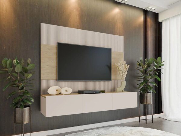 Set de living Comfivo Salix, Stejar, Bej, PAL laminat, 150x180x38cm, 51.5 kg