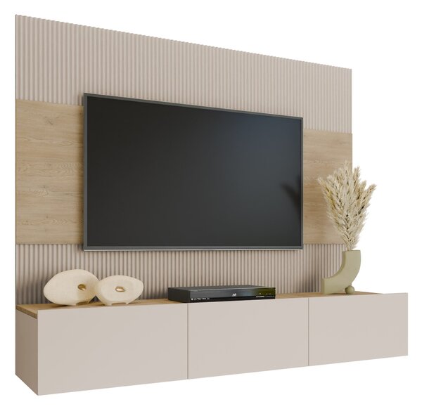 Set de living Comfivo Salix, Stejar, Bej, PAL laminat, 150x180x38cm, 51.5 kg