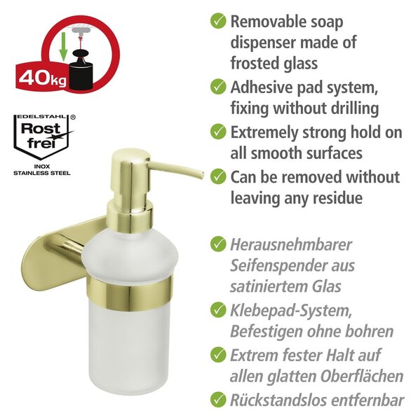 Dozator de săpun lichid auriu autoadeziv din oțel inoxidabil 0.2 l Orea Gold – Wenko