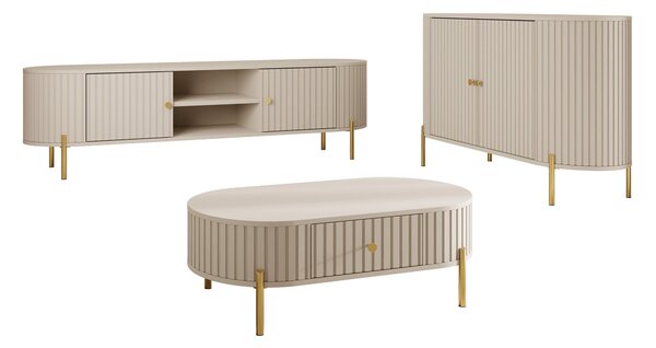Set de living Comfivo Mirsoni II, Bej, PAL laminat, MDF
