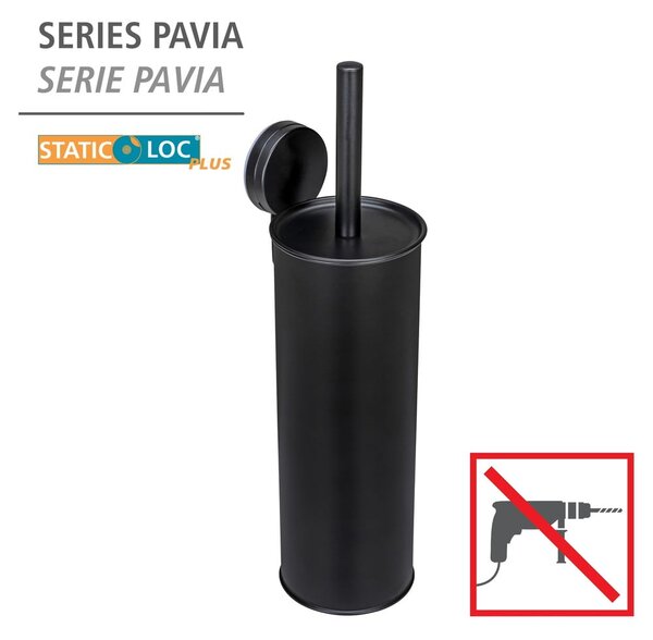 Perie de WC neagră autoadezivă din oțel Pavia – Wenko