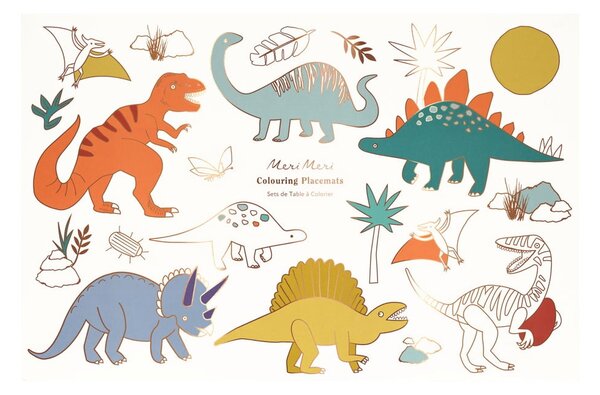 Suporturi pentru farfurii 8 buc. din hârtie 28x42.5 cm Dinosaurs – Meri Meri