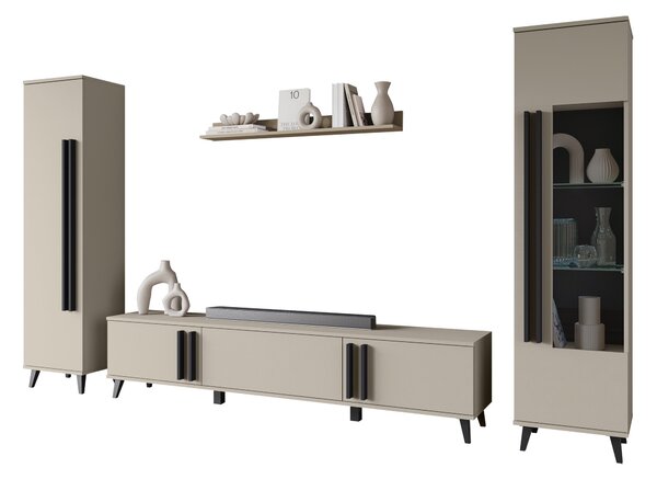 Set de living Facetor II, Congo, Grafit, Sticlă călită, PAL laminat, 71.7 kg