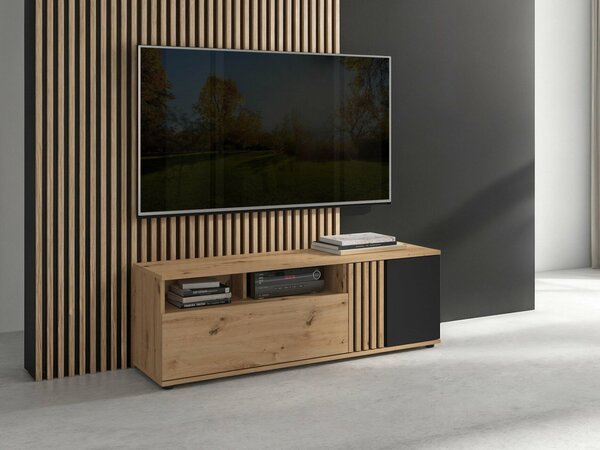 Comodă TV Orlnolu 101, Negru, Stejar artizan, MDF, PAL laminat, 47x136x40cm, 34.9 kg