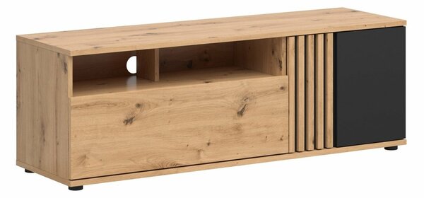 Comodă TV Orlnolu 101, Negru, Stejar artizan, MDF, PAL laminat, 47x136x40cm, 34.9 kg