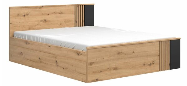 Pat Orlnolu 109, Stejar artizan, Negru, PAL laminat, MDF, 86x166x207cm