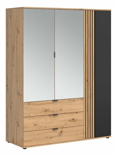 Set dormitor Orlnolu 110, Negru, Stejar artizan, PAL laminat, MDF