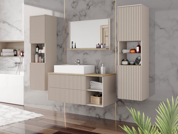 Set baie Nauta II, Cașmir, Stejar, MDF, PAL laminat