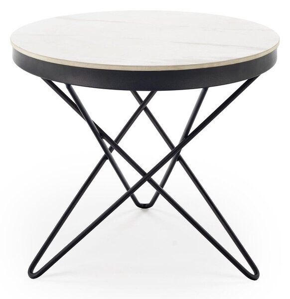 Măsuță de cafea Houston 2063, Negru, Marmură albă, Metal, 55cm, 8.5 kg