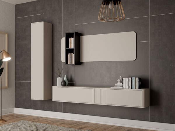 Set de living Oratio III, Cașmir, Negru, PAL laminat, MDF