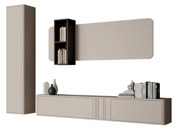 Set de living Oratio III, Cașmir, Negru, PAL laminat, MDF