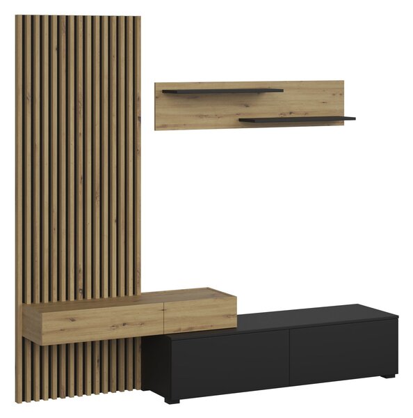 Set de living Houston 2086, Negru, Stejar artizan, PAL laminat, 80.3 kg