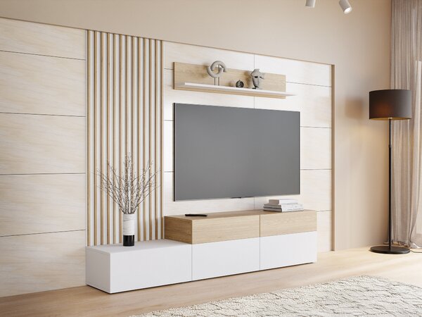 Set de living Comfivo Munium I, Alb, Stejar, PAL laminat, 83 kg