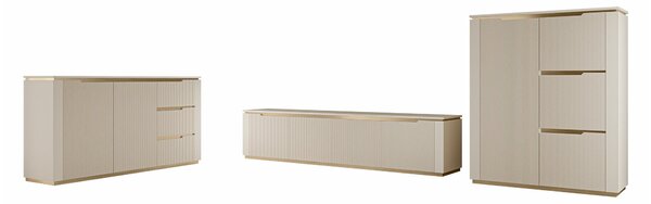 Set de living Comfivo Ovitas, Auriu, Bej, PAL laminat, MDF