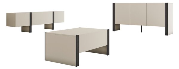 Set de living Vocio, Cașmir, Negru, PAL laminat