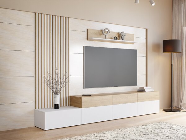 Set de living Comfivo Munium II, Alb, Stejar, PAL laminat, 106 kg