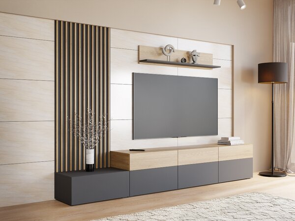 Set de living Comfivo Munium II, Grafit, Stejar, PAL laminat, 106 kg