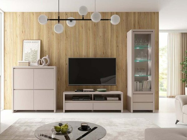 Set de living Nolroma 137, Cașmir, Sticlă călită, PAL laminat