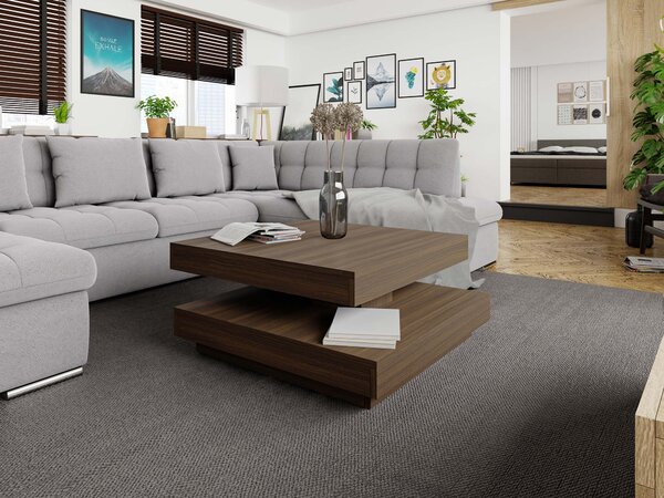 Măsuță de cafea extensibila Comfivo Pisces, Nuc, PAL laminat, 34x70x70cm, 20 kg