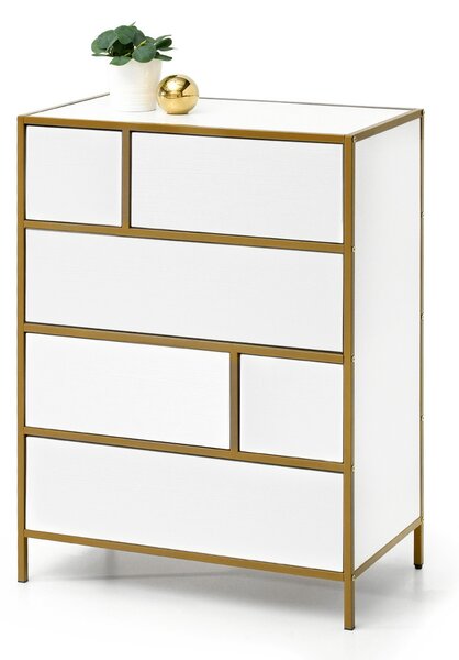 Comodă Soren Kom (lemn alb + auriu). Promo -12%. 1110763