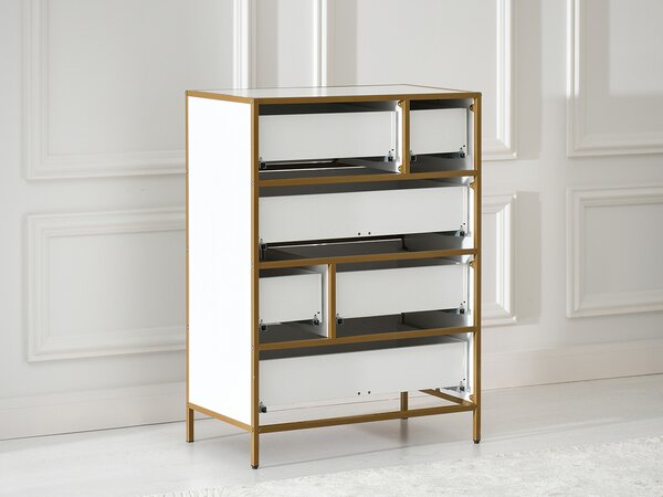 Comodă Soren Kom (lemn alb + auriu). Promo -12%. 1110763