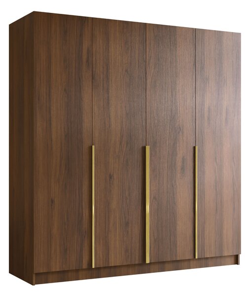 Dulap Closico Navor I, Nuc, Auriu, 215x200x58cm, 165 kg, Uși dulap: Cu balamale, Numărul de rafturi: 9, Numărul de rafturi: 9