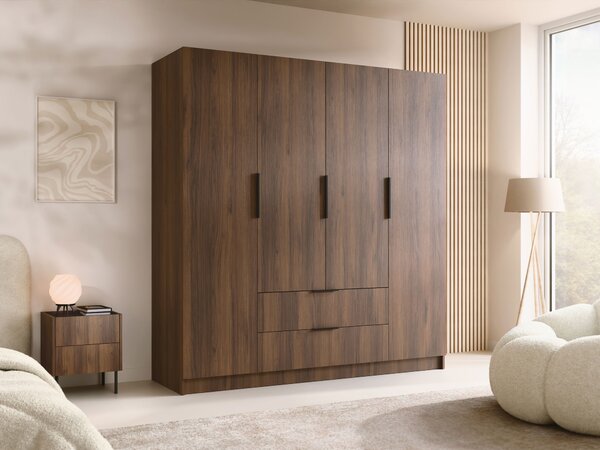 Dulap Closico Cadron I, Nuc, Negru, 216x200x60cm, 203 kg, Uși dulap: Cu balamale, Numărul de rafturi: 9, Numărul de rafturi: 9