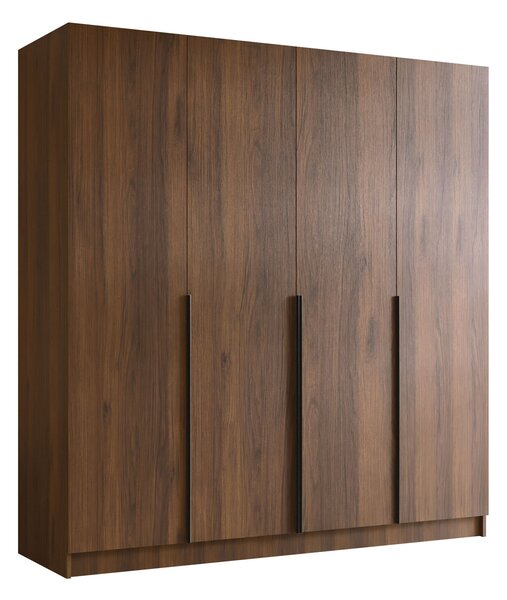Dulap Closico Navor I, Nuc, Negru, 215x200x58cm, 165 kg, Uși dulap: Cu balamale, Numărul de rafturi: 9, Numărul de rafturi: 9