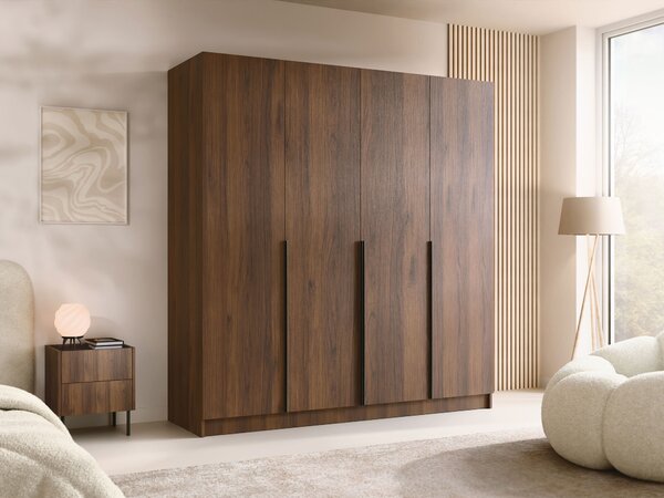 Dulap Closico Navor I, Nuc, Negru, 215x200x58cm, 165 kg, Uși dulap: Cu balamale, Numărul de rafturi: 9, Numărul de rafturi: 9