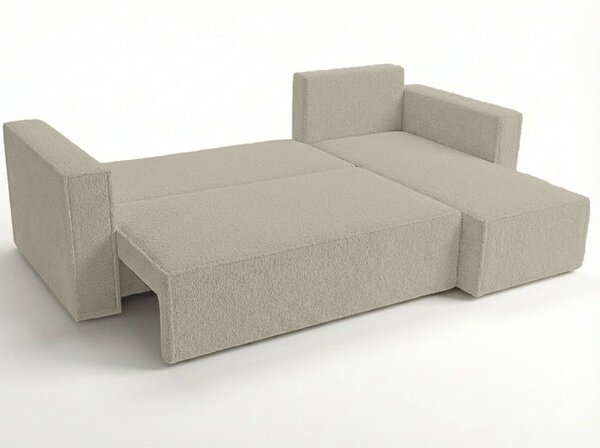 Canapea extensibila de colt SMART BOUCLE, gri-bej, reversibila, 232x143 cm