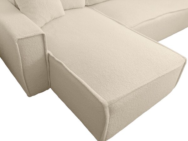 Canapea extensibila de colt SMART BOUCLE, crem, reversibila, 232x143 cm