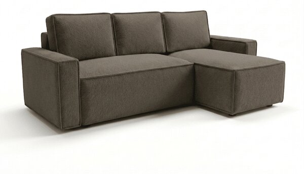 Canapea extensibila de colt SMART BOUCLE, gri-maro, reversibila, 232x143 cm