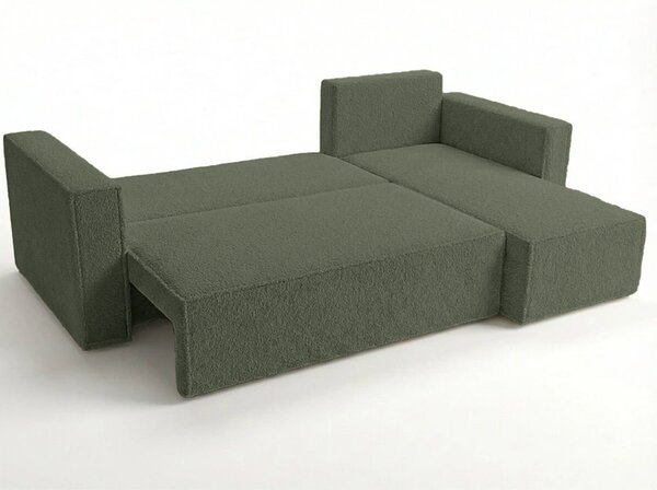 Canapea extensibila de colt SMART BOUCLE, verde inchis, reversibila, 232x143 cm