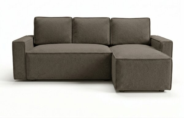 Canapea extensibila de colt SMART BOUCLE, gri-maro, reversibila, 232x143 cm