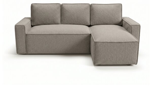 Canapea extensibila de colt SMART BOUCLE, gri-bej, reversibila, 232x143 cm
